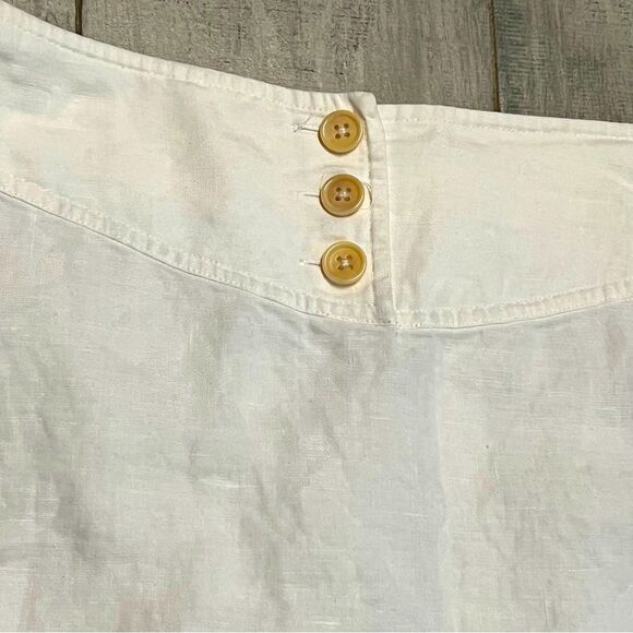 VTG Y2K DKNY White linen EYELET Scalloped Hem Low Waisted mini skirt 10 L - Picture 2 of 7